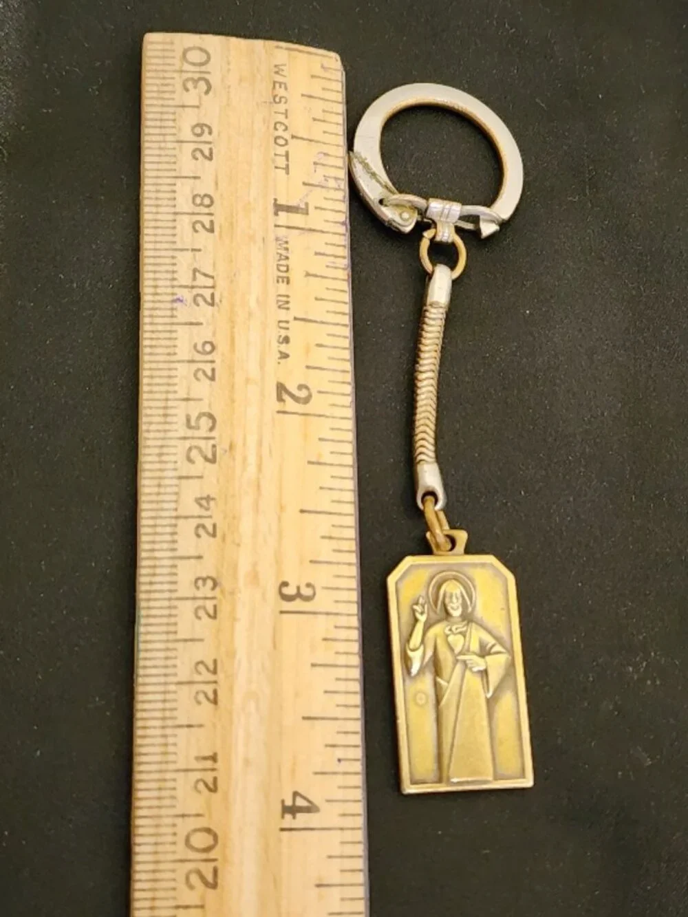 Vintage Italian Brass Scapular (Religious) Keychain